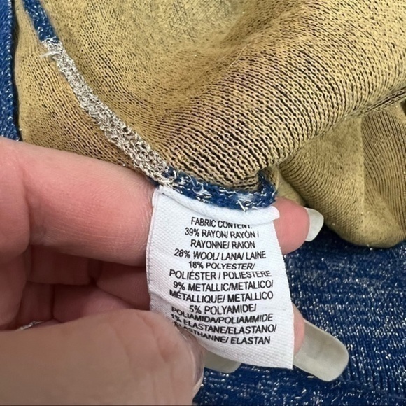 Derek Lam 10 Crosby metallic blue and gold stripe sweater size small - Picture 11 of 11